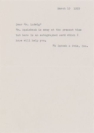 Lot #509 John Steinbeck Signature - Image 2