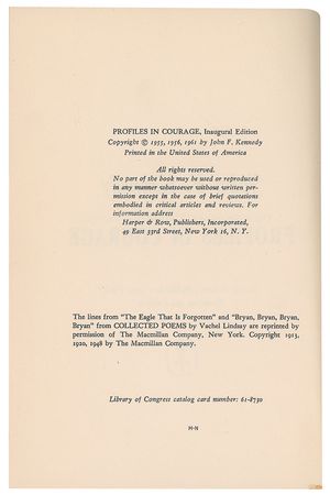 Lot #24 John F. Kennedy Signed Book: Uninscribed Inaugural edition of Profiles in Courage - Image 3