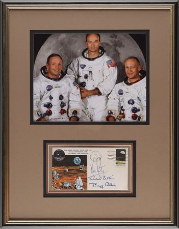 Lot #395 Apollo 11: The coveted Apollo 11 'Type 1' insurance cover, with bold pre-launch crew signatures - Image 1