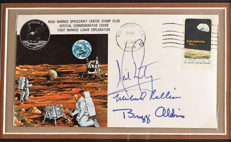 Lot #395 Apollo 11: The coveted Apollo 11 'Type 1' insurance cover, with bold pre-launch crew signatures - Image 2
