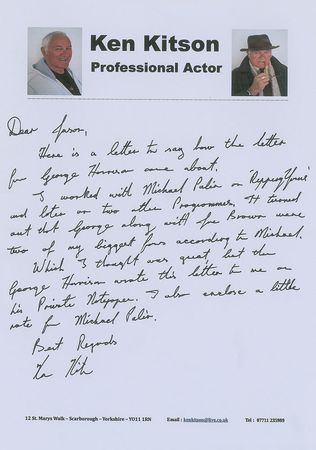 Lot #528 Beatles: George Harrison: Harrison writes to one of his favorite comedic actors?