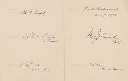 Lot #107 U. S. Grant and Cabinet: President Grant, his cabinet, and fellow Civil War heroes Sherman and Porter - Image 1