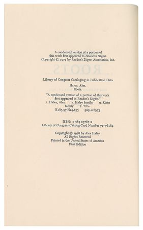 Lot #495 Alex Haley: First edition inscribed 