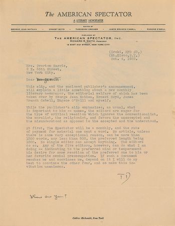 Lot #489 Theodore Dreiser - Image 1