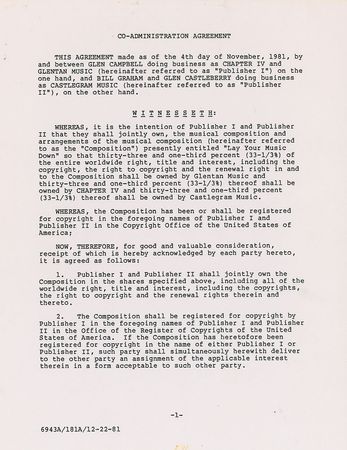 Lot #600 Bill Graham Signed Document - Image 1