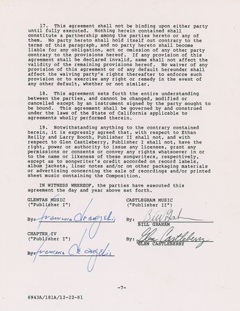 Lot #600 Bill Graham Signed Document - Image 2