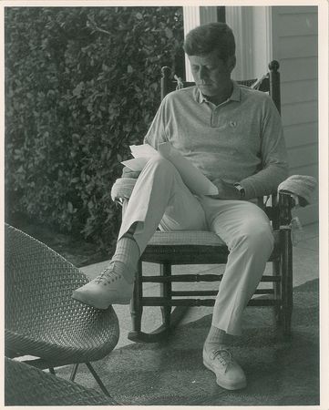 Lot #23 John F. Kennedy Negative and Photograph Collection: Visual archive of President Kennedy sitting for his Truman Library portrait at the 'Winter White House' - Image 1