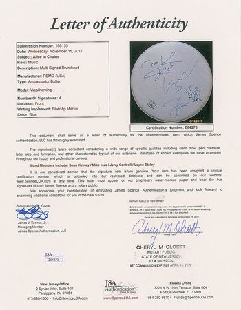 Lot #6371  Alice in Chains Signed Drum Head - Image 2