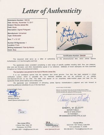 Lot #6089 Ronnie James Dio Signed Guitar - Image 2