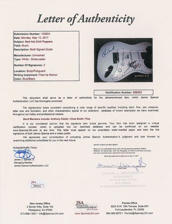 Lot #6121  Red Hot Chili Peppers Signed Guitar - Image 2