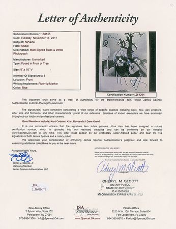 Lot #6386  Nirvana Signed Photograph - Image 3