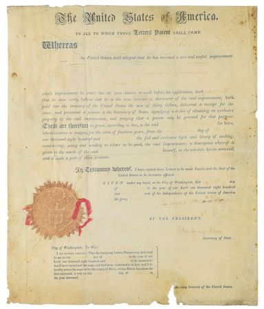Lot #1 James Monroe and John Quincy Adams: Patent