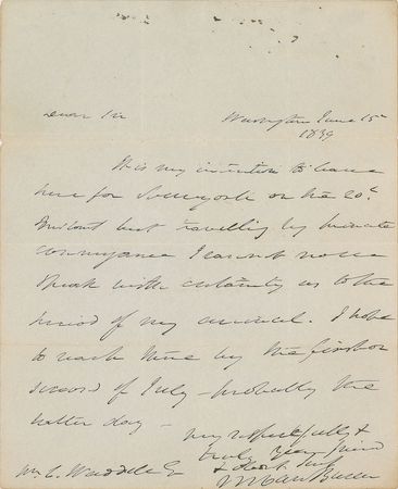 Lot #4 Martin Van Buren Handwritten Letter Signed