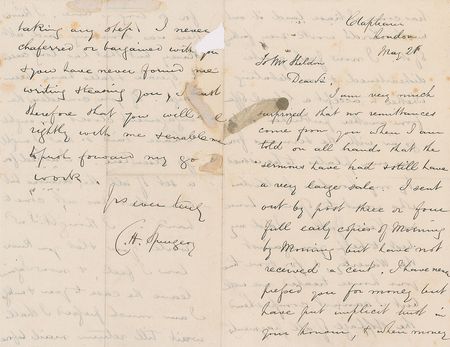 Lot #177 Charles Spurgeon Handwritten Letter Signed - Image 1