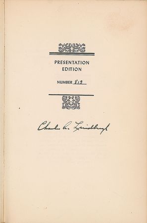 Lot #311 Charles Lindbergh: Presentation edition of Lindbergh's The Spirit of St. Louis - Image 1
