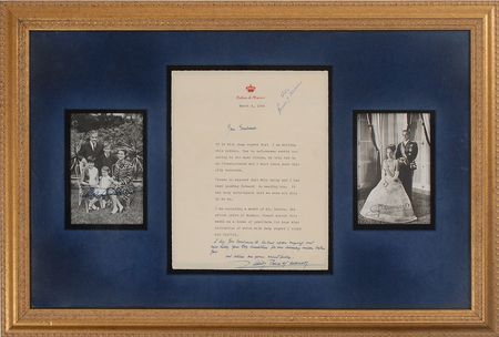Lot #167 Princess Grace and Prince Rainier Signed Photographs and Typed Letter Signed - Image 1