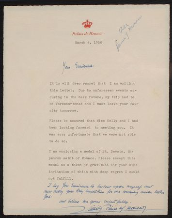 Lot #167 Princess Grace and Prince Rainier Signed Photographs and Typed Letter Signed - Image 2