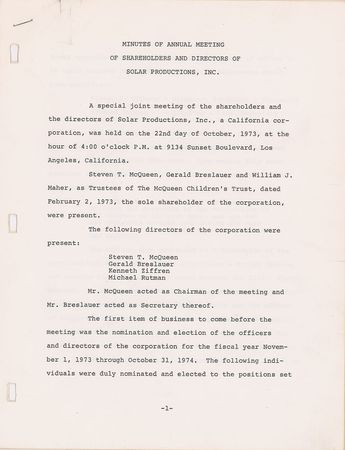 Lot #834 Steve McQueen Signed Document - Image 2