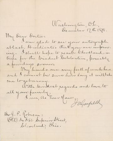 Lot #17 James A. Garfield: I am glad to see your
