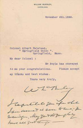 Lot #22 William McKinley Typed Letter Signed
