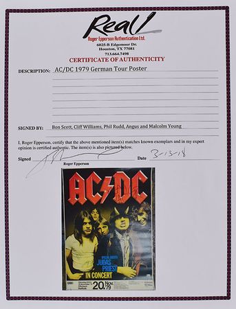 Lot #549 AC/DC: Incredible fully signed Highway to Hell poster, with a huge Bon Scott autograph - Image 2