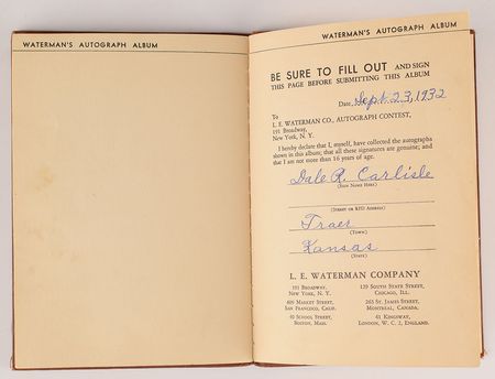 Lot #938 Babe Ruth and Franklin D. Roosevelt Waterman Autograph Album - Image 2