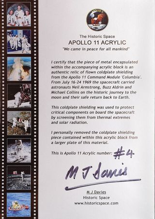 Lot #336 Apollo 11: Flown Apollo 11 coldplate from the Columbia - Image 2