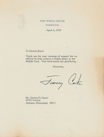 Lot #135 Menachem Begin and Jimmy Carter Letters - Image 1