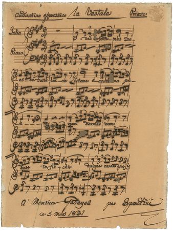 Lot #590 Gaspare Spontini Signed Musical Quote - Image 1