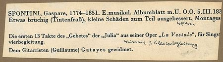 Lot #590 Gaspare Spontini Signed Musical Quote - Image 2