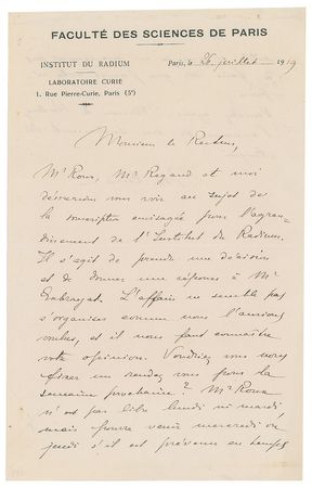 Lot #228 Marie Curie Handwritten Letter Signed - Image 1