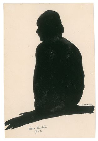 Lot #239 Albert Einstein: Unique hand-inked portrait of the professorial Albert Einstein - Image 1
