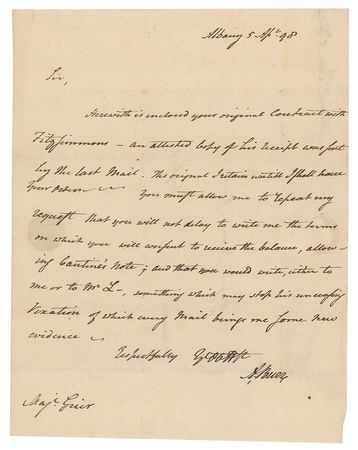 Lot #89 Aaron Burr Handwritten Letter Signed - Image 1