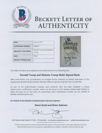 Lot #85 Donald and Melania Trump: Signed by the president and first lady - Image 2