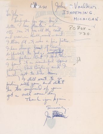 Lot #905 James Stewart: Stewart to the author of Anatomy of a Murder—