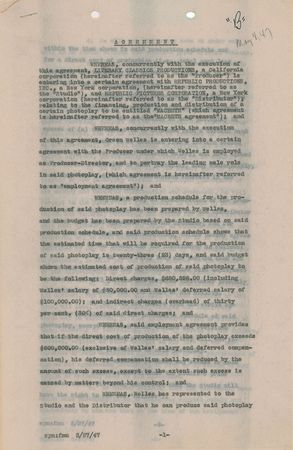 Lot #913 Orson Welles Signed Document - Image 1