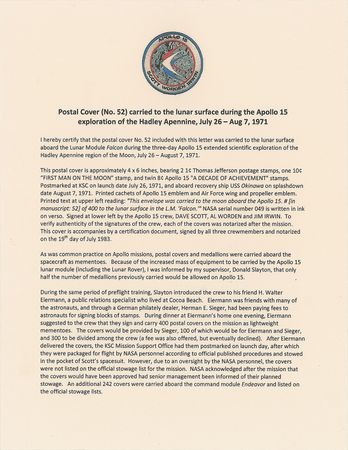 Lot #8325 Dave Scott?s Apollo 15 Lunar Surface-Flown Sieger Crew-Owned Cover - Image 5