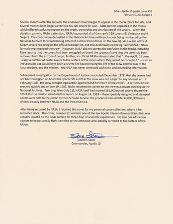 Lot #8325 Dave Scott?s Apollo 15 Lunar Surface-Flown Sieger Crew-Owned Cover - Image 6