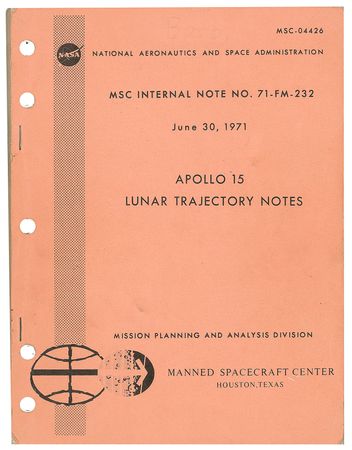 Lot #8319  Apollo 15 Lunar Trajectory Notes and Index of Photographs - Image 1