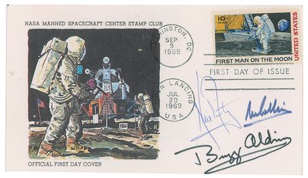 Lot #8195  Apollo 11 Crew-signed FDC with Richard Gordon Letter - Image 1