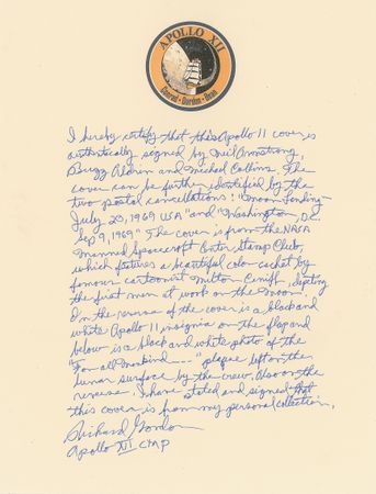 Lot #8195  Apollo 11 Crew-signed FDC with Richard Gordon Letter - Image 3