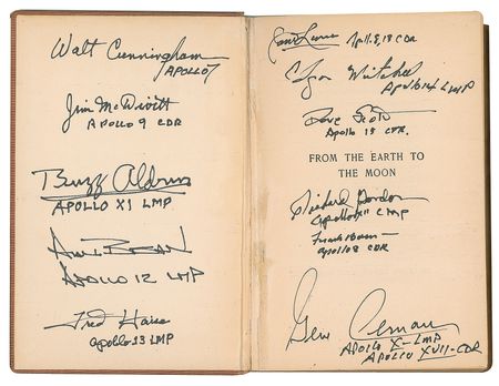 Lot #8126  Apollo Astronauts Signed 'From the Earth to the Moon' Book - Image 1