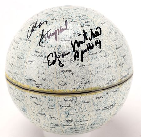 Lot #8316 Alan Shepard and Edgar Mitchell Signed Lunar Globe - Image 1