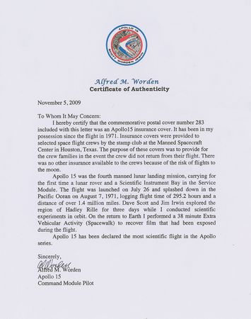 Lot #8317  Apollo 15 Crew-signed Insurance Cover - Image 3