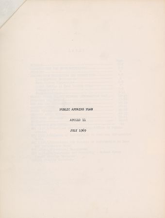 Lot #8224  Apollo 11 Public Affairs Plan - Image 2