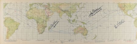 Lot #8305  Apollo 13 Signed Earth Orbit Chart - Image 1