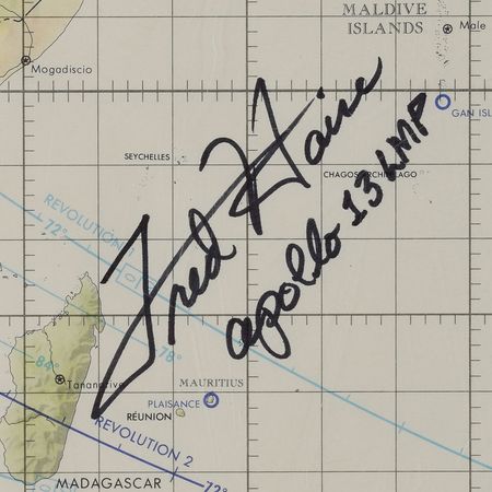 Lot #8305  Apollo 13 Signed Earth Orbit Chart - Image 2