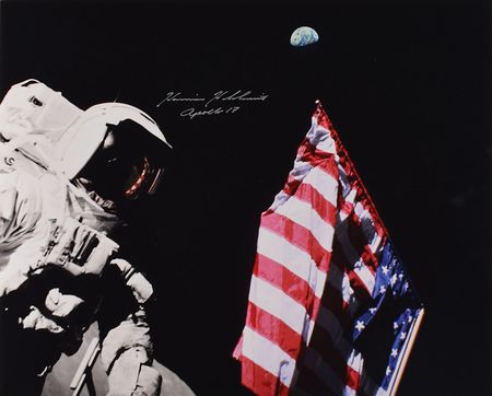 Lot #8502 Harrison Schmitt Signed Photograph - Image 1