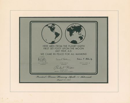 Lot #8225  Apollo 11 Replica Lunar Plaque - Image 1