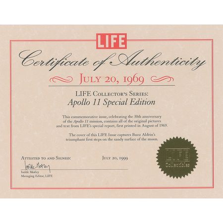 Lot #8379 Buzz Aldrin Signed Life Magazine with COA - Image 3
